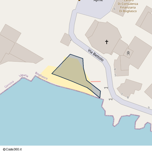 Posizione della spiaggia Spiaggia nei pressi di Via Bettolo 2, Bogliasco, 16031