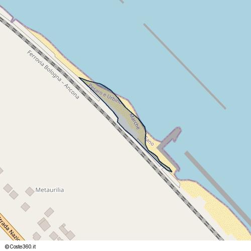 Posizione della spiaggia Spiaggia nei pressi di Strada Nazionale Adriatica Sud, Fano, 61032