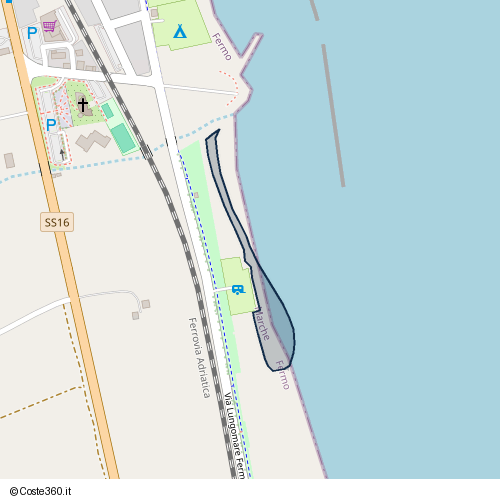 Posizione della spiaggia Spiaggia nei pressi di Via Lungomare Fermano, San Tommaso - Tre Archi, Fermo, 63822