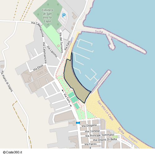 Posizione della spiaggia Spiaggia nei pressi di Via Faro, San Vito Lo Capo, 91030