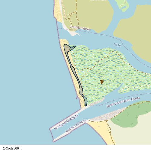 Posizione della spiaggia Spiaggia nei pressi di Via Sant'Antioco, Santa Justa/Santa Giusta, 09096