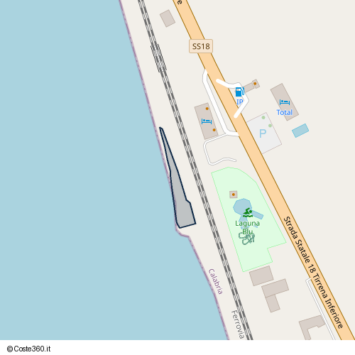 Posizione della spiaggia Spiaggia nei pressi di Strada Statale 18 Tirrena Inferiore, Fuscaldo Marina, Fuscaldo, 87024