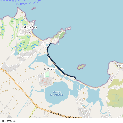 Posizione della spiaggia Spiaggia nei pressi di Olbia, 07026