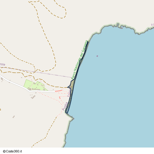 Posizione della spiaggia Spiaggia nei pressi di Litoranea, Mattinata