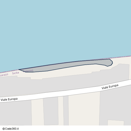 Posizione della spiaggia Spiaggia nei pressi di Viale Europa, Ficarazzi, 90010