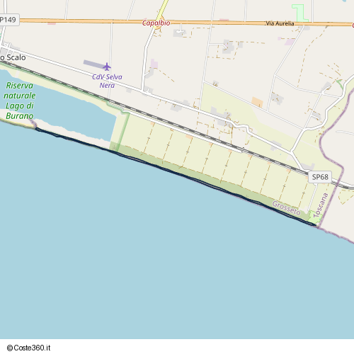 Posizione della spiaggia Spiaggia nei pressi di Capalbio, 58011
