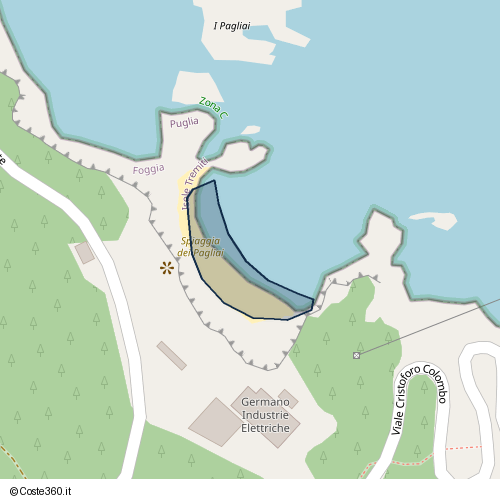 Posizione della spiaggia Spiaggia nei pressi di Viale Cristoforo Colombo, San Nicola, 71051