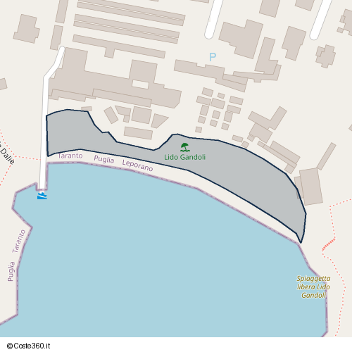 Posizione della spiaggia Spiaggia nei pressi di via lido gandoli, Leporano, 74020