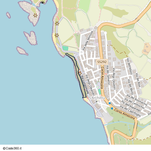 Posizione della spiaggia Spiaggia nei pressi di Via Lungomare 36, Cùllieri/Cuglieri, 09073