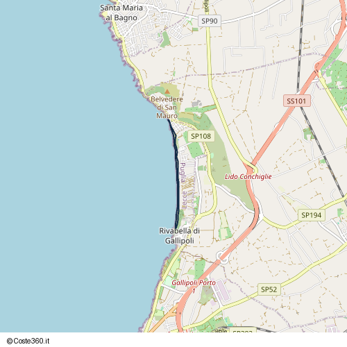 Posizione della spiaggia Spiaggia nei pressi di Strada Vicinale Padula Bianca, Gallipoli, 73014