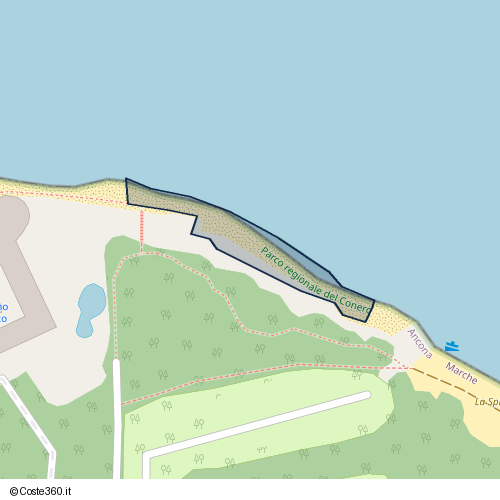 Posizione della spiaggia Spiaggia nei pressi di Frazione Poggio, Ancona, 60129