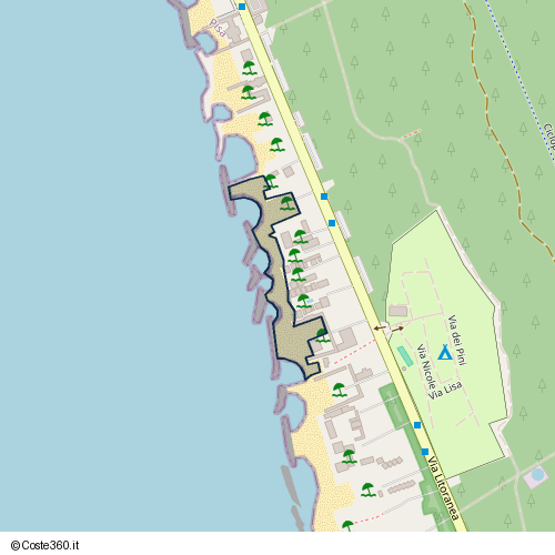 Posizione della spiaggia Spiaggia nei pressi di Via Litoranea, Pisa, 56128