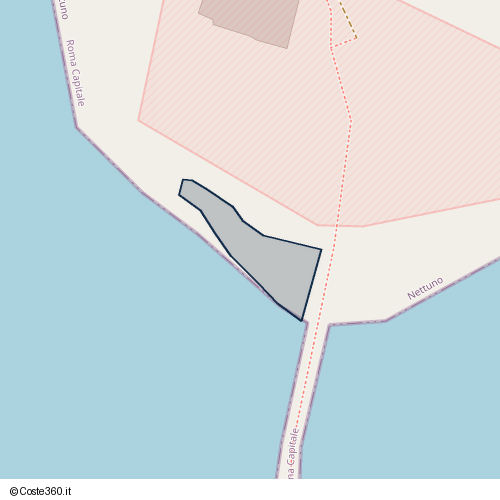 Posizione della spiaggia Spiaggia nei pressi di Strada Valmontorio, Nettuno