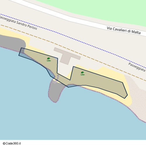 Posizione della spiaggia Spiaggia nei pressi di Passeggiata Sandro Pertini, Ospedaletti, 18014