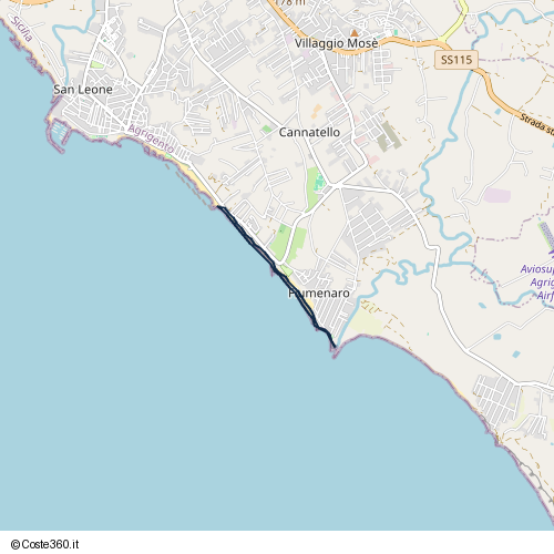 Posizione della spiaggia Spiaggia nei pressi di Via Lacco Ameno, Agrigento, 92100