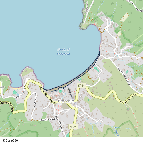 Posizione della spiaggia Spiaggia nei pressi di Via delle Ginestre, Procchio, 57035