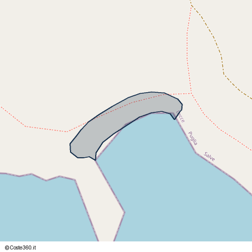 Posizione della spiaggia Spiaggia nei pressi di Strada Provinciale Pescoluse - Torre San Giovanni, Salve