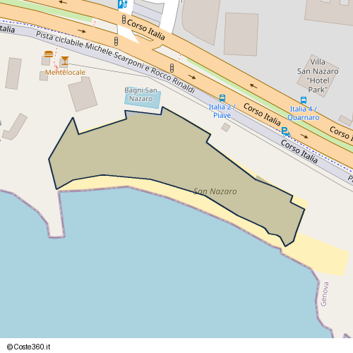 Posizione della spiaggia Spiaggia nei pressi di Corso Italia, Foce, Genova, 16145