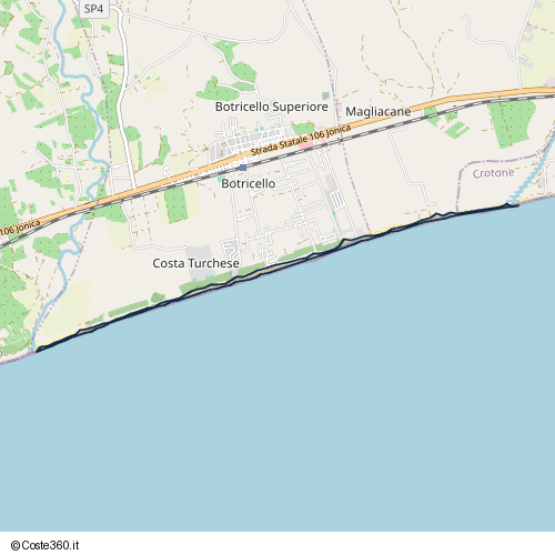 Posizione della spiaggia Spiaggia nei pressi di Costa Turchese, 88070