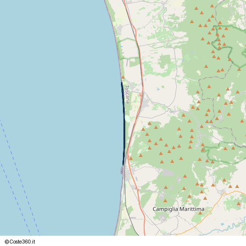 Posizione della spiaggia Spiaggia nei pressi di Vicolo delle Piscine, Castagneto Carducci, 57024