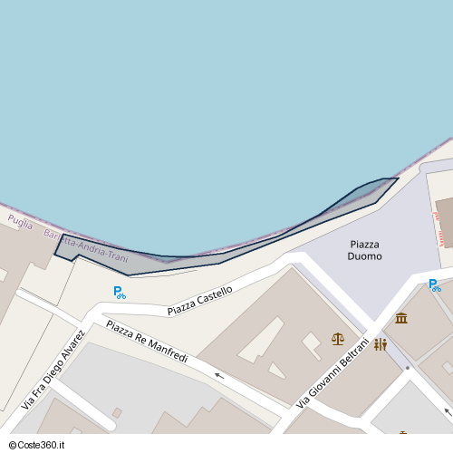 Posizione della spiaggia Spiaggia nei pressi di Piazza Castello, Trani, 76125