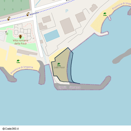 Posizione della spiaggia Spiaggia nei pressi di Via San Rocco, Sanremo, 18038