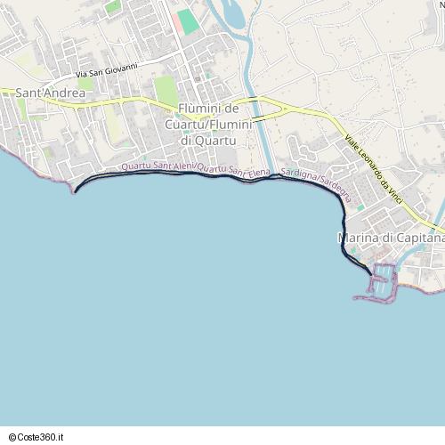 Posizione della spiaggia Spiaggia nei pressi di Via Oceano Pacifico, Flumini di Quartu, Quartu Sant'Aleni/Quartu Sant'Elena, 09045