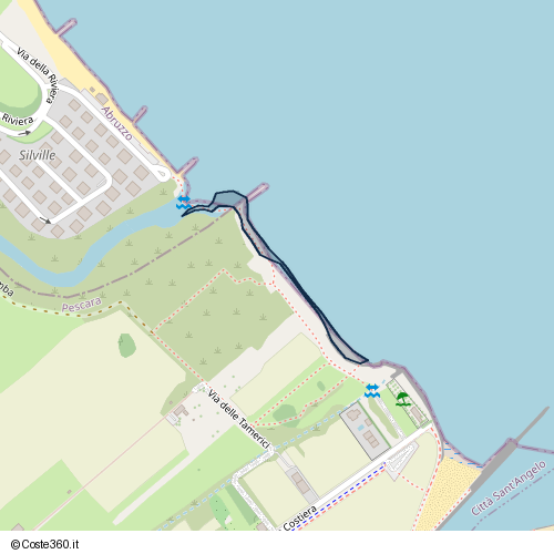 Posizione della spiaggia Spiaggia nei pressi di Sterrato Area Naturale Saline-Piomba, Città Sant'Angelo, 65016