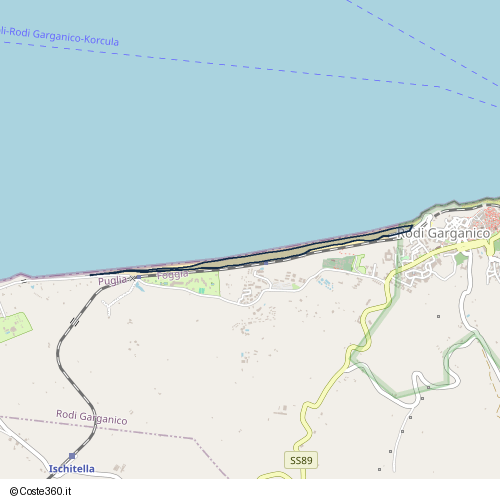 Posizione della spiaggia Spiaggia nei pressi di Via Belvedere, Rodi Garganico, 71012