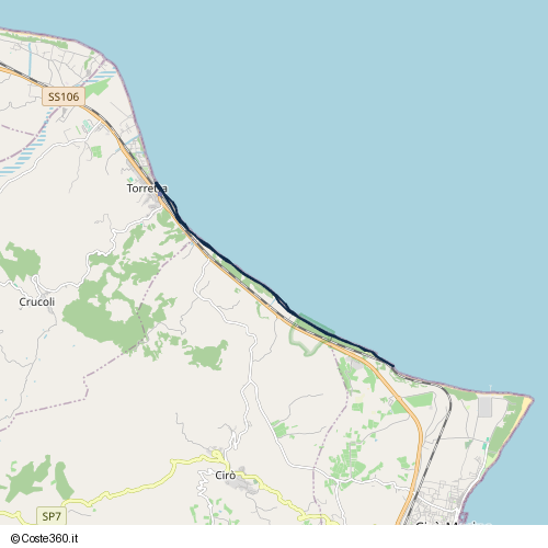 Posizione della spiaggia Spiaggia nei pressi di Strada Statale 106 Jonica, Cirò, 88812