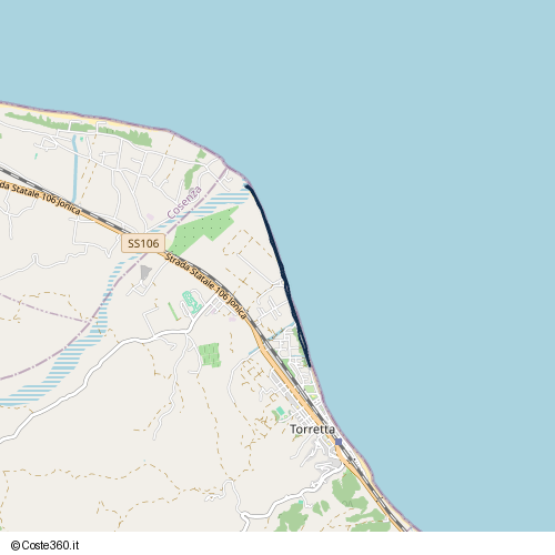 Posizione della spiaggia Spiaggia nei pressi di Crucoli, 88812