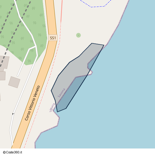 Posizione della spiaggia Spiaggia nei pressi di Corso Quattro Novembre, Borghetto Santo Spirito, 17023