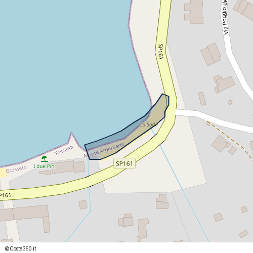 Posizione della spiaggia Spiaggia nei pressi di Via Discesa del Valle, Pozzarello, 58019