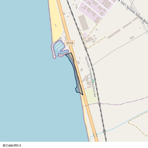 Posizione della spiaggia Spiaggia nei pressi di SS18, Amantea