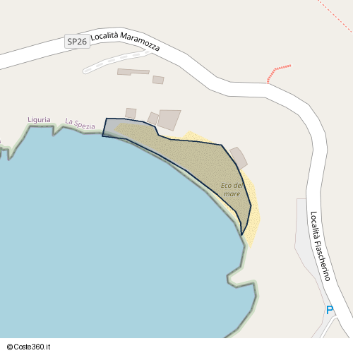 Posizione della spiaggia Spiaggia nei pressi di Via Fiascherino, Lerici, 19032