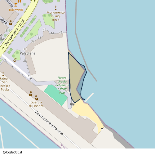 Posizione della spiaggia Spiaggia nei pressi di Marina Garibaldi, Milazzo, 98057