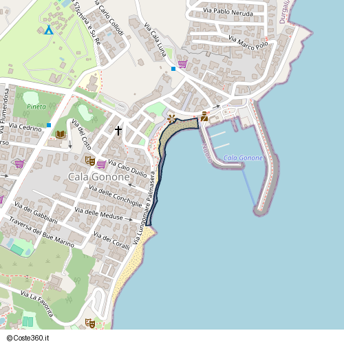 Posizione della spiaggia Spiaggia nei pressi di Via Su Porzu, Cala Gonone, 08022