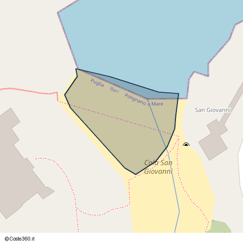 Posizione della spiaggia Spiaggia nei pressi di Complanare lato Mare, Polignano a Mare, 70044