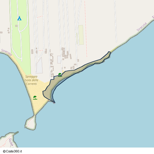 Posizione della spiaggia Spiaggia nei pressi di Strada Maucini-Baronello-Costa dell'Ambra-Concerie-Punta Formiche-Punto Rio-Isola delle Correnti, Pachino, 96018