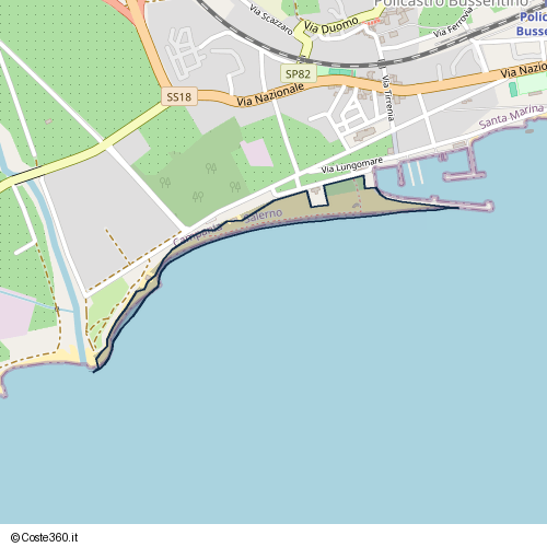 Posizione della spiaggia Spiaggia nei pressi di Policastro Bussentino, 84067