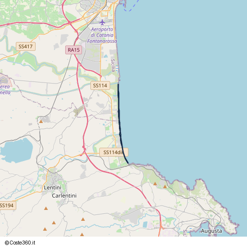 Posizione della spiaggia Spiaggia nei pressi di Carlentini, 96013