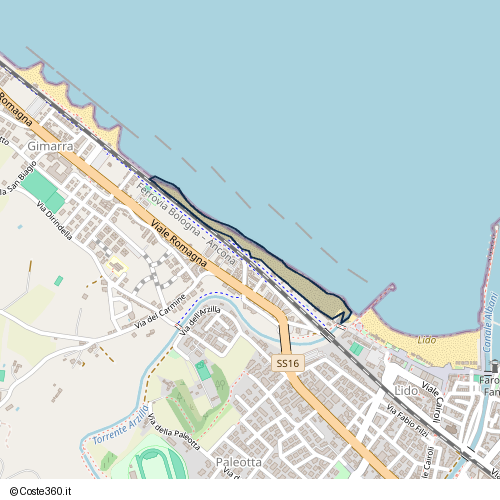 Posizione della spiaggia Spiaggia nei pressi di Via del Passetto 6, Fano, 61032