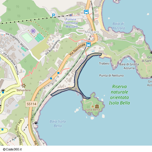 Posizione della spiaggia Spiaggia nei pressi di Via Nazionale, Taormina, 98039