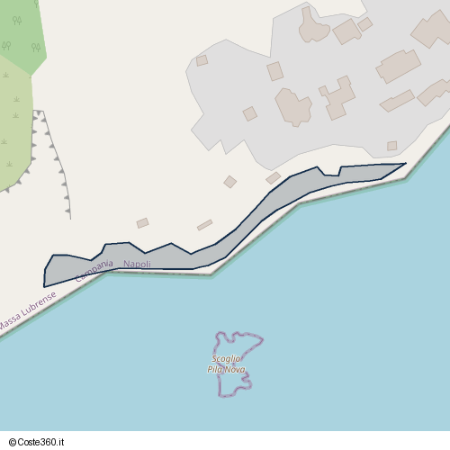 Posizione della spiaggia Spiaggia nei pressi di Via Amerigo Vespucci, Marina del Cantone, Massa Lubrense, 80061