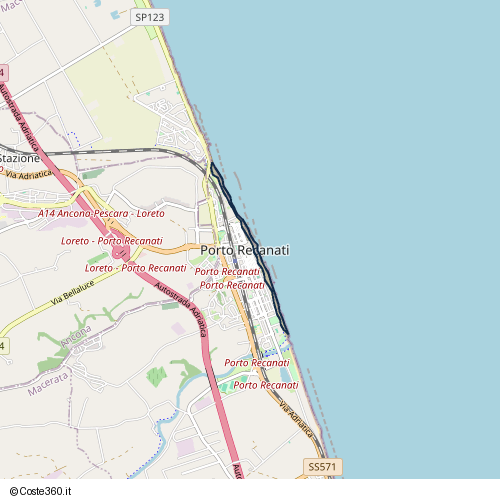 Posizione della spiaggia Spiaggia nei pressi di Lungomare Porto Recanati 25, Porto Recanati, 62017