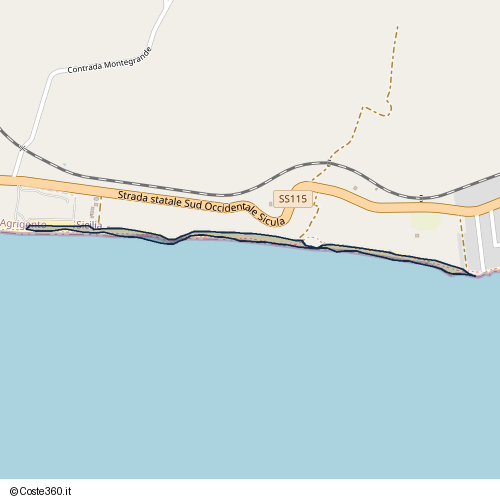 Posizione della spiaggia Spiaggia nei pressi di Strada statale Sud Occidentale Sicula, Licata, 92027