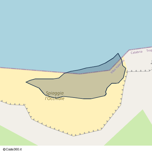Posizione della spiaggia Spiaggia nei pressi di Via Ermenegildo Sintes, Tropea, 89861