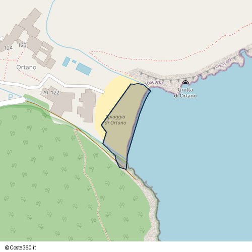 Posizione della spiaggia Spiaggia nei pressi di Località Ortano, Rio Marina, 57038