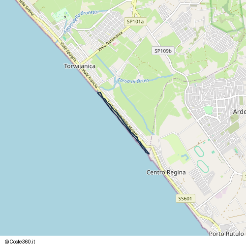 Posizione della spiaggia Spiaggia nei pressi di Via Sofia, Pomezia, 00071