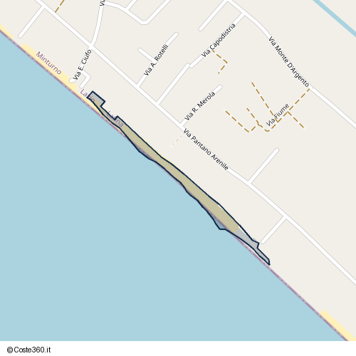 Posizione della spiaggia Spiaggia nei pressi di Via Pantano Arenile, Minturno, 04026